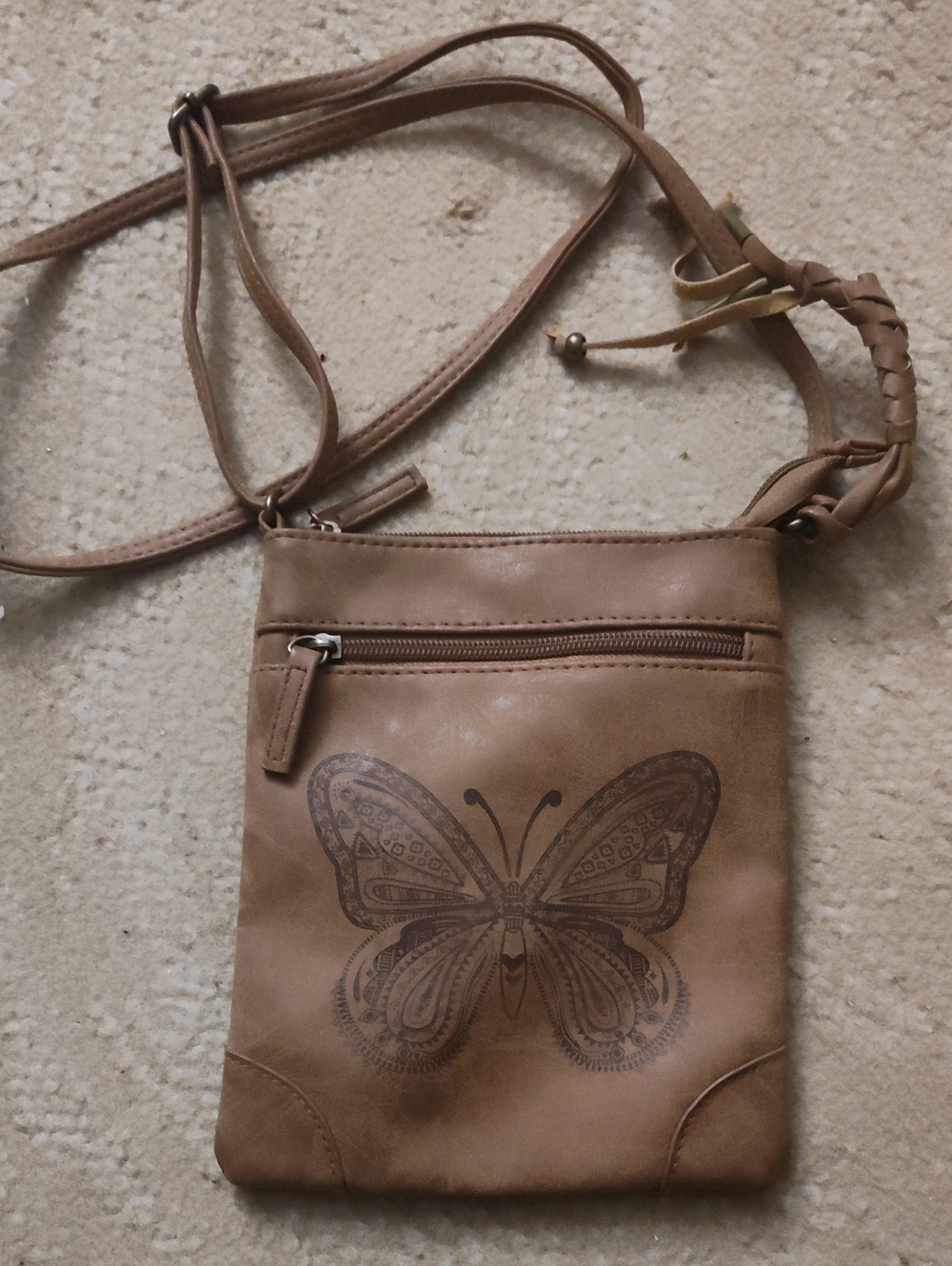Casual Tan Butterfly Crossbody Bag - Unbranded